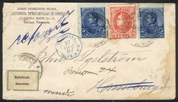 1284 VENEZUELA: 27/JUN/1887 Caracas - Hamburg - Caracas: Cover RETURNED To Sender Fra - Venezuela