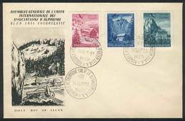 1290 YUGOSLAVIA: Yvert 42/44, 1951 Alpinism Congress, On A First Day Cover, VF Qualit - Posta Aerea