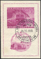 1291 YUGOSLAVIA: Sc.C33a, 1949 Trains, Imperforate Souvenir Sheet, With Special Postm - Other & Unclassified