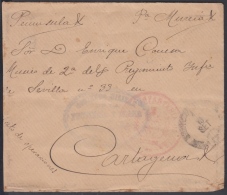 1898-H-70 CUBA ESPAÑA SPAIN. 1895. SPANISH AMERICAN WAR. FRANQUICIA GOB MILITAR DE SANTIAGO. REG INFANTERIA. RECEPCION E - Cartas & Documentos