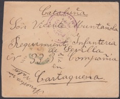 1898-H-71 CUBA ESPAÑA SPAIN. 1895. SPANISH AMERICAN WAR. FRANQUICIA REG INFANTERIA MUESTAR SIN VALOR. RECEPCION EN CARTA - Briefe U. Dokumente