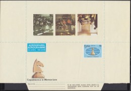 1982-EP-170 CUBA 1982 (LG1425) UNFOLDED POSTAL STATIONERY AEROGRAMME CHESS AJEDREZ. - Covers & Documents