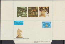 1982-EP-171 CUBA 1982 (LG1426) UNFOLDED POSTAL STATIONERY AEROGRAMME CHESS AJEDREZ ERROR "AEREC". - Lettres & Documents
