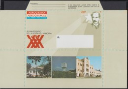 1983-EP-181 CUBA 1983 (LG1430) UNFOLDED POSTAL STATIONERY AEROGRAMME JOSE MARTI, MONCADA BARRACK, 30 ANIV ASALTO CUARTEL - Brieven En Documenten