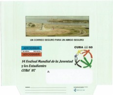 1997-EP-50 CUBA 1997 (LG1437) UNFOLDED POSTAL STATIONERY AEROGRAMME FESTIVAL DE LA JUVENTUD Y LOS ESTUDIANTES. - Lettres & Documents