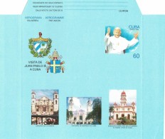 1998-EP-170 CUBA 1998 (LG1438) UNFOLDED POSTAL STATIONERY AEROGRAMME POPE JOAN PAUL POLAND PAPA JUAN PABLO II. - Lettres & Documents