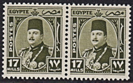 A0810 EGYPT 1944,  SG 299 17m King Farouk,  MNH Pair - Nuovi