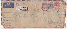 $1 And Other Values KGVI 1949 Used On Regd Airmail Cover, Malacca To India, Malyasia, Singapore Cds, As Scan - Malacca