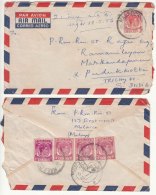 35c + 5c + 10c  Of Malacca On Airmail 2 Cover Malaya  Air Letter, As Scan - Malacca