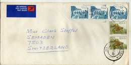 South Africa Letter Via Switzerland 1982.Air Mail Label.stamps Motive - South African Architecture And Dinosaurs - Briefe U. Dokumente