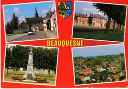 BEAUQUESNE - L'EGLISE - LA MAIRIE ET LE TERRAIN DE BALLE AU POING - LE MONUMENT AUX MORTS - Beauquesne