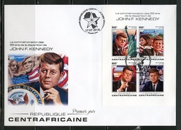 Centrafrica 2018, Kennedy, Lading On The Moon, 4val In BF In FDC - Africa