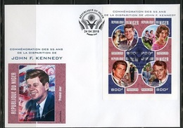 Niger 2018, Kennedy, Space, 4val In BF In FDC IMPERORATED - Africa