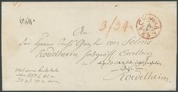 BAYERN ANSBACH, Roter Fahrpost-K2, Auf Gesiegeltem Paketbegleitbrief (1800) Mit Taxvermerken Nach Roedelheim, Pracht - Prephilately