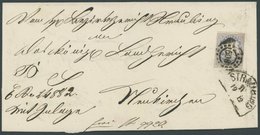 BAYERN 16 BRIEF, 1867, 16 Kr. Ultramarin Mit Offenem MR-Stempel 508 Auf Doppelt Verwendeter Briefhülle Aus STRAUBING, Pr - Other & Unclassified