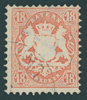 BAYERN 27Yb O, 1870. 18 Kr. Dunkelziegelrot, Wz. Weite Rauten, Pracht, Gepr. Bühler, Mi. 90.- - Sonstige & Ohne Zuordnung