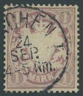 BAYERN 43 O, 1879, 1 M. Braunpurpur, Wz. 2, Normale Zähnung, Pracht, Mi. 110.- - Autres & Non Classés