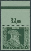 BAYERN 87IIL *, 1911, 2 M. Luitpold, Type II, Mit Oben Anhängendem Leerfeld, Falzreste, Pracht - Sonstige & Ohne Zuordnung