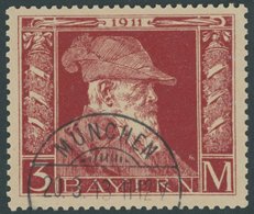 BAYERN 88II O, 1911, 3 M. Luitpold, Type II, Pracht, Mi. 80.- - Other & Unclassified