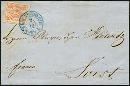 BRAUNSCHWEIG 3 BRIEF, 1852, 1852, 3 Sgr. Orangerot, Allseits Breit- Bis überrandig Mit Blauem K2 BRAUNSCHWEIG Auf Brief  - Braunschweig