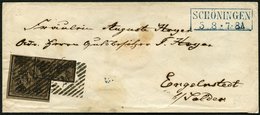BRAUNSCHWEIG 9a BRIEF, 1857, 5/4 Ggr. Schwarz Auf Graubraun Mit Nummernstempel 37 Von SCHÖNINGEN Auf Brief Nach Engelnst - Braunschweig