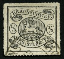 BRAUNSCHWEIG 13A O, 1864, 1/2 Sgr. Schwarz, Bildseitig Pracht, Leicht Erhöht Signiert Bühler Und Pfenninger, Mi. 2800.- - Braunschweig