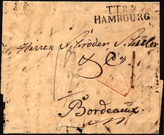 HAMBURG - THURN UND TAXISCHES O.P.A. 1833, TT.R.4. HAMBOURG, L2 Auf Brief Nach Bordeaux, Roter Segmentstempel ALLEMAGNE  - Other & Unclassified