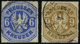 PREUSSEN 25/6a O, 1867, 6 Kr. Ultramarinblau Und 9 Kr. Gelblichbraun, K1 BINGEN, 2 Prachtwerte, Mi. 115.- - Sonstige & Ohne Zuordnung