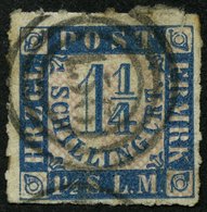 SCHLESWIG-HOLSTEIN 7 O, 156 (HANERAU) Auf 11/4 S. Mittelblau/weißrosa, Marke Fehlerhaft - Schleswig-Holstein