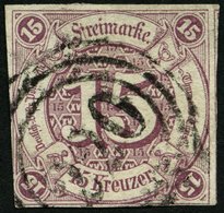 THURN Und TAXIS 24 O, 1859, 15 Kr. Braunpurpur, Bis Auf Eine Ecke Voll-breitrandig, Gepr. Engel, Mi. 120.- - Otros & Sin Clasificación