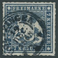 WÜRTTEMBERG 35a O, 1868, 7 Kr. Blau, Pracht, Mi. 160.- - Other & Unclassified