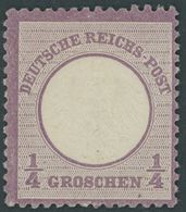 Dt. Reich 1 *, 1872, 1/4 Gr. Grauviolett, Falzrest, Farbfrisches Prachtstück, Gepr. Hennies Mit Befund, Mi. 300.- - Usados