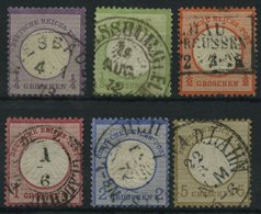 Dt. Reich 1-6 O, 1872, 1/4 - 5 Gr. Kleine Brustschilde, 6 Prachtwerte, Mi. 375.- - Usados