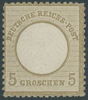 Dt. Reich 6 *, 1872, 5 Gr. Ockerbraun, Mehrere Falzreste, Normale Zähnung, Farbfrisches Prachtstück, Fotobefund Sommer,  - Usati