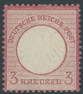 Dt. Reich 9 *, 1872, 3 Kr. Karmin, Falzreste, Farbfrisches, Sehr Gut Gezähntes Prachtstück, Fotoattest Sommer, Mi. (2400 - Gebruikt