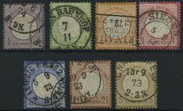 Dt. Reich 16-22 O, 1872, 1/4 - 5 Gr. Große Brustschilde, 7 Prachtwerte, Mi. 319.- - Gebraucht