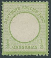 Dt. Reich 17a **, 1872, 1/3 Gr. Gelblichgrün, Postfrisch, Pracht, Gepr. Hennies Mit Befund, Mi. 180.- - Usati