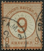 Dt. Reich 30 O, 1874, 9 Auf 9 Kr. Braunorange, Winzige Eckknitter, Normale Zähnung Sonst Pracht, Gepr. Brugger, Mi. 600. - Gebraucht