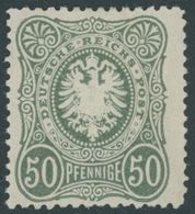 Dt. Reich 38a *, 1877, 50 Pfe. Grauoliv, Farbfrisches Prachtstück, Fotoattest Jäschke-L., Mi. 2500.- - Gebraucht