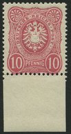 Dt. Reich 41a **, 1880, 10 Pf. Lebhaftkarmin, Postfrisch, Unterrandstück, Pracht, Gepr. Zenker, Mi. (120.-) - Usados