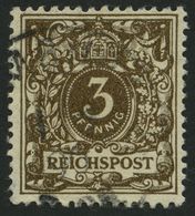 Dt. Reich 45aa O, 1889, 3 Pf. Dunkelbraun, Feinst, Gepr. Zenker, Mi. 85.- - Gebraucht