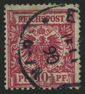 Dt. Reich 47aa O, 1889, 10 Pf. Lilakarmin, Normale Zähung, Pracht, Gepr. Petry, Mi. 100.- - Used Stamps