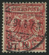 Dt. Reich 47cI O, 1893, 10 Pf. Bräunlichrot Mit Plattenfehler T Von Reichspost Mit Querbalken, Pracht, Gepr. Starauschek - Usados