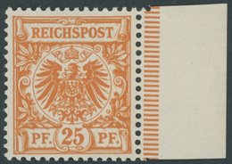 Dt. Reich 49ba **, 1898, 25 Pf. Rotorange, Rechtes Randstück, Postfrisch, Kabinett, Fotobefund Zenker, Mi. (320.-) - Used Stamps