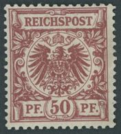 Dt. Reich 50ab *, 1889, 50 Pf. Dunkelfeuerrot, Falzreste, Farbfrisches Kabinettstück, R!, Mehrfach Geprüft Und Fotoattes - Oblitérés