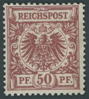 Dt. Reich 50ab *, 1889, 50 Pf. Dunkelfeuerrot, Falzreste, Farbfrisches Kabinettstück, R!, Mehrfach Geprüft Und Fotoattes - Usati