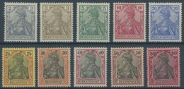 Dt. Reich 53-62 *, 1900, 2 - 80 Pf. Reichspost, Falzreste, Prachtsatz, Mi. 180.- - Usados