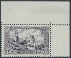Dt. Reich 80Ba **, 1904, 3 M. Schwarzblauviolett, Gezähnt B, Ohne Wz. (obere Rechte Bogenecke Etwas Angetrennt), Postfri - Gebraucht