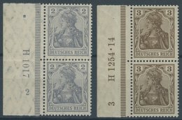 Dt. Reich 83/4I HAN Paar **, 1905, 2 Und 3 Pf. Germania, Friedensdruck, Je Im Senkrechten HAN-Paar, Postfrisch Pracht, G - Usati