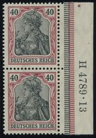 Dt. Reich 90I HAN Paar **, 1905, 40 Pf. Dunkelrötlichkarmin/schwarz Friedensdruck Im Senkrechten HAN-Paar H 4789.13, Pos - Used Stamps